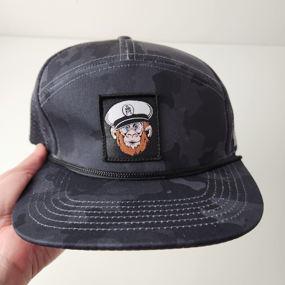 The Boat Monkey Hat OS Black Snap Back Cap Nautical Yacht Fishing Beach - Picture 2 of 9